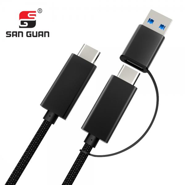 Picture of 2 in 1 Type-C&USB 3.0A TO Type-C Nylon（black）usb cable